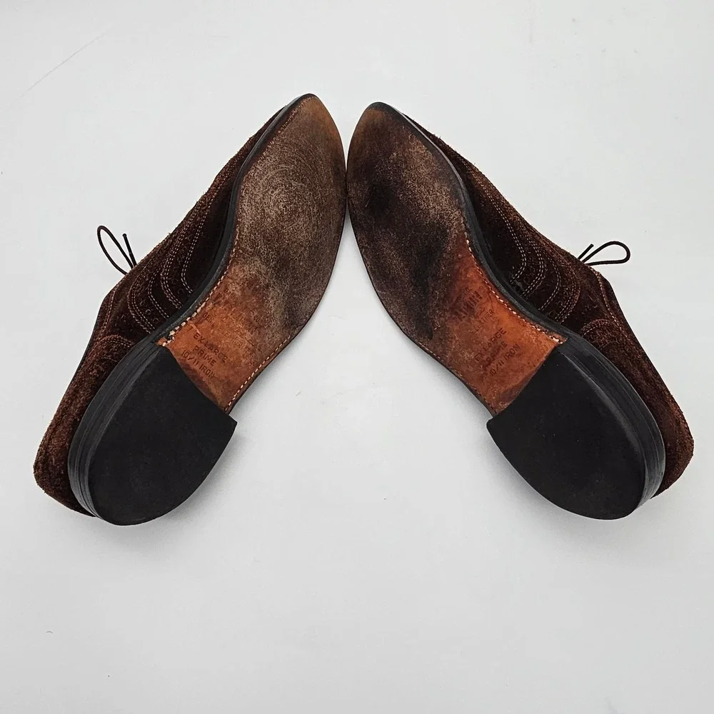 Allen Edmonds McAllister Wingtip Shoes Mens 10 B Brown Suede Brogue Handmade USA